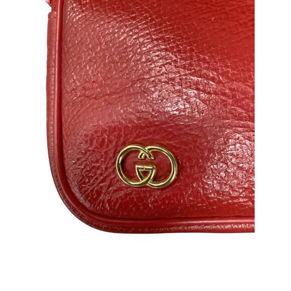 Vintage Gucci Cosmetic Bag Women’s One Size Leather Gold Tone GG Red Gorgeous! - Picture 9 of 9